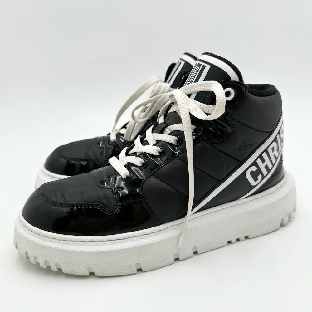 Dior D-Player High Top Quilted Nylon Sneakers Women’s